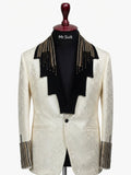 Ivory & Black Royal Jacquard 3-Piece Suit