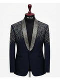 Midnight Navy & Silver Crystal Embroidered 3-Piece Suit