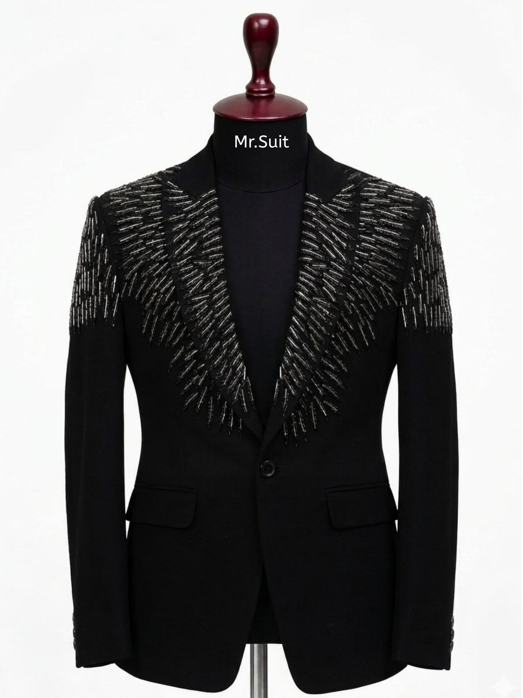 Black & Silver Radiance Crystal Embroidered 3-Piece Suit