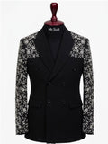 Black & Silver Floral Embroidered Double-Breasted 3-Piece Suit