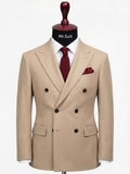 Beige Double-Breasted 3-Piece Suit