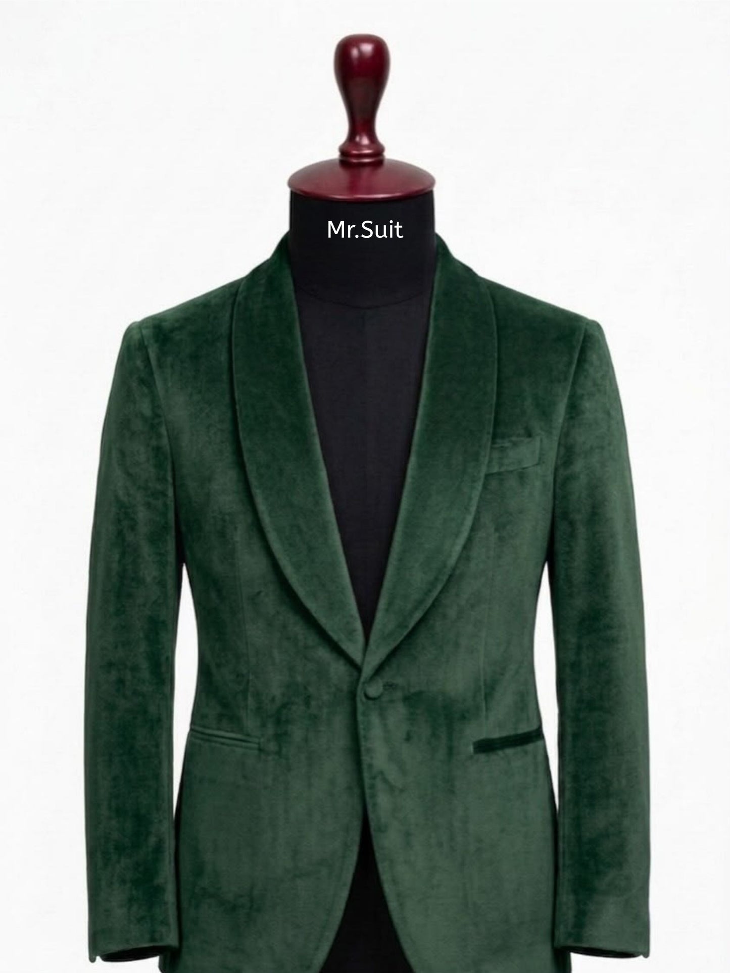 Emerald Green Velvet Shawl Lapel 3-Piece Suit