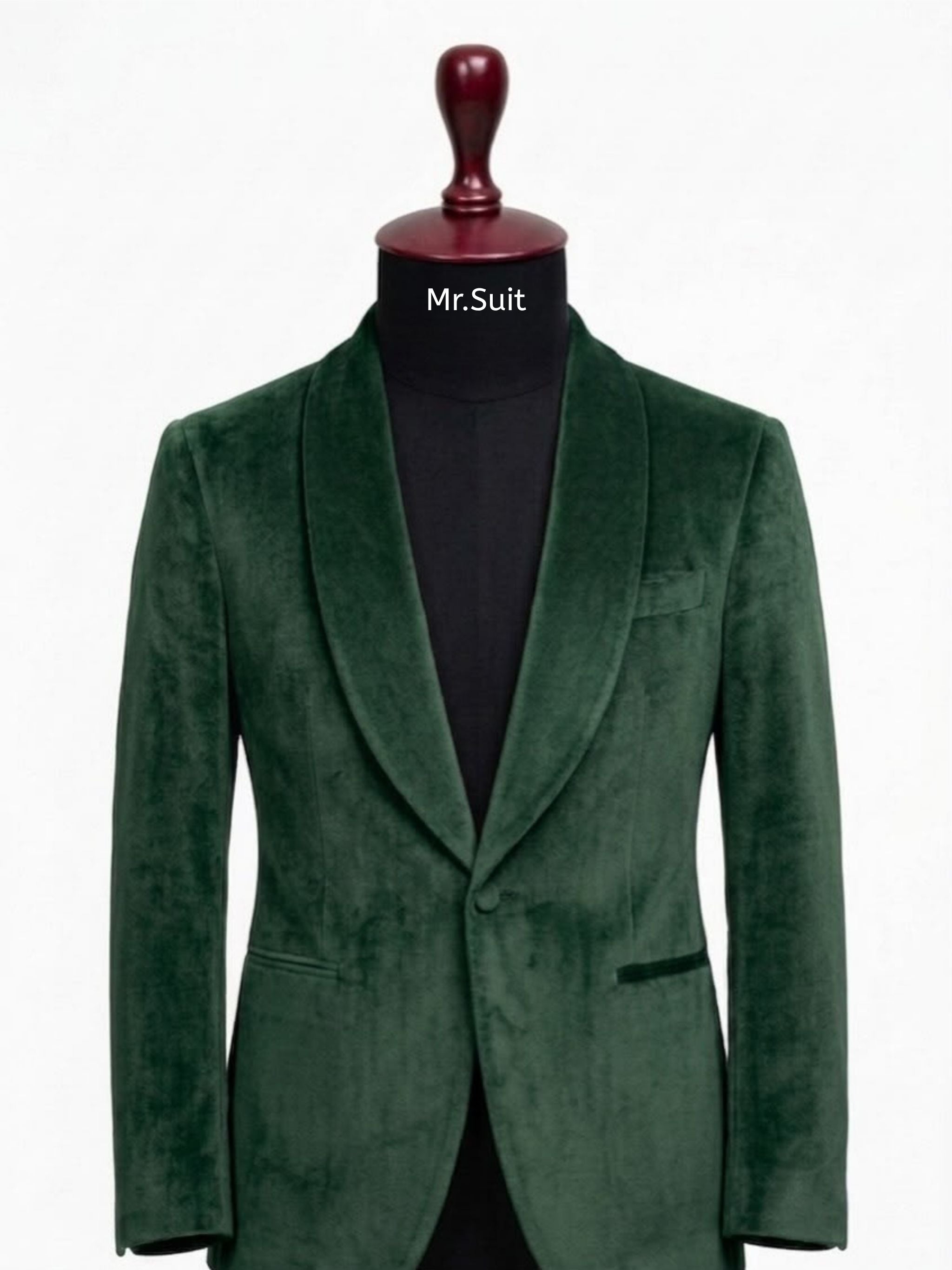 Emerald Green Velvet Shawl Lapel 3-Piece Suit