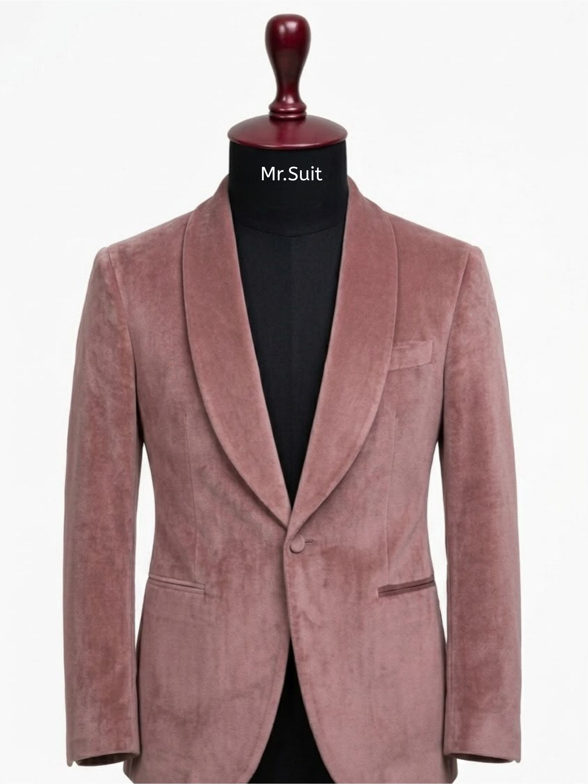Dusty Rose Velvet Shawl Lapel 3-Piece Suit