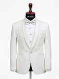 Royal Ivory Embroidered Shawl Lapel 3-Piece Suit