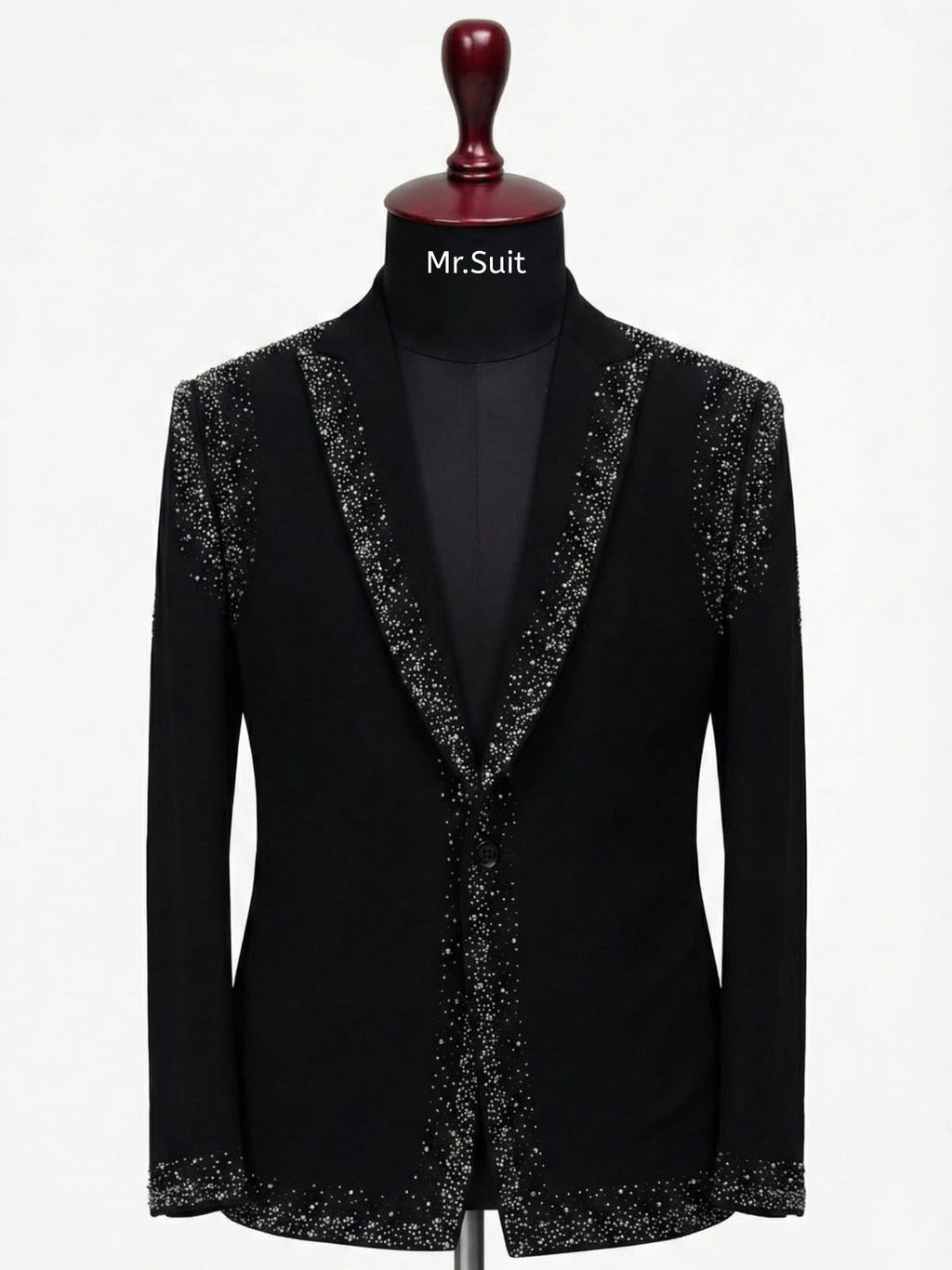 Midnight Spark Black Crystal Embellished 3-Piece Suit