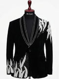 Midnight Flame Black & Silver Embellished 3-Piece Suit