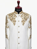 Royal Ivory Gold Embroidered Bandhgala 3-Piece Suit