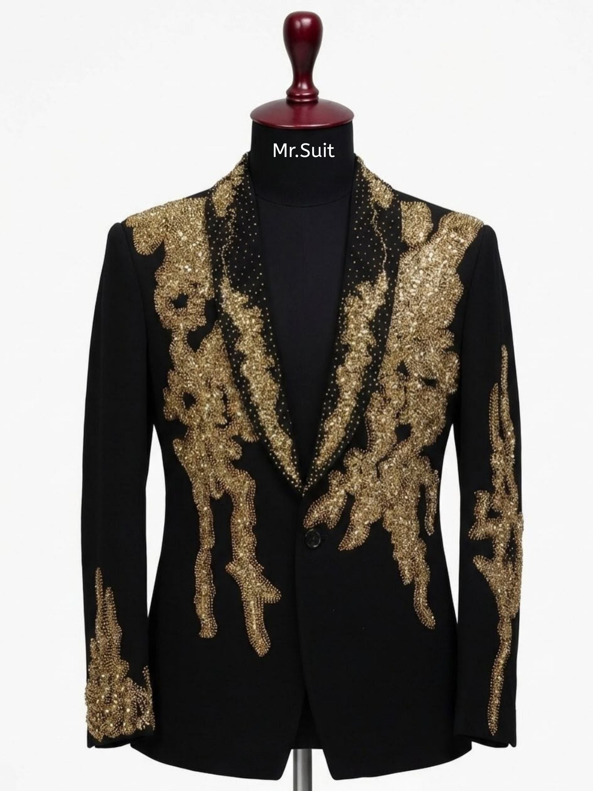 Black & Gold Embellished 3-Piece Suit