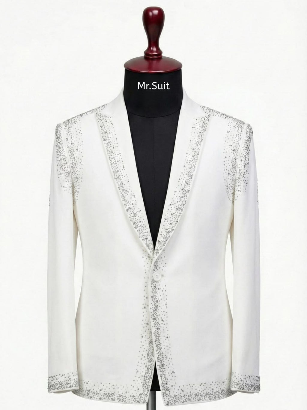 Ivory Crystal Edge Embellished Blazer Suit