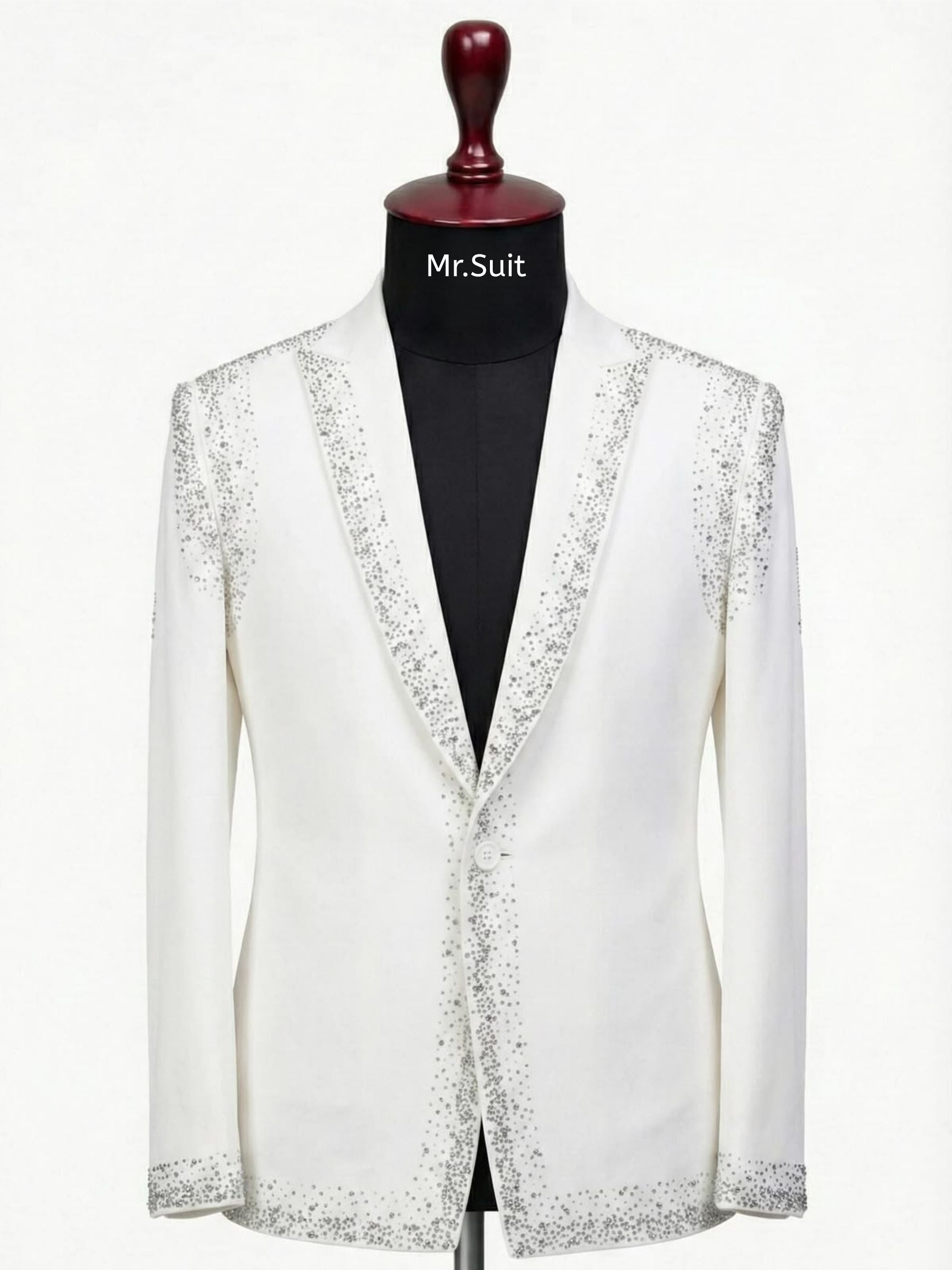 Ivory Crystal Edge Embellished Blazer Suit