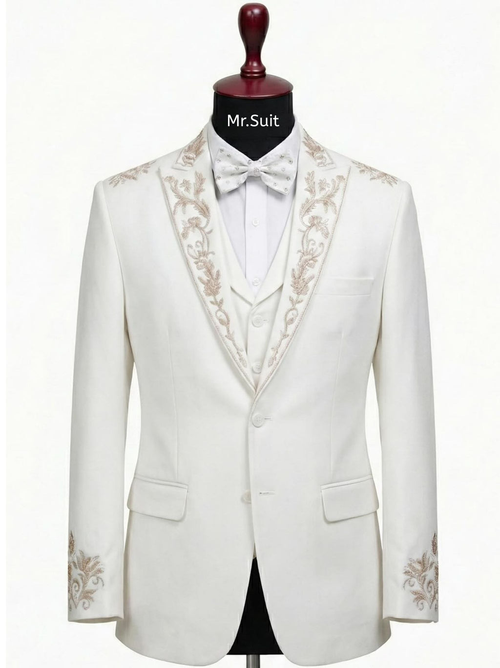 Royal Ivory Champagne Embroidered 3-Piece Suit