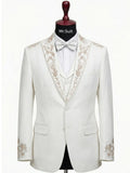 Royal Ivory Champagne Embroidered 3-Piece Suit