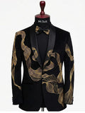 Midnight Gold Flow Embroidered Tuxedo Suit