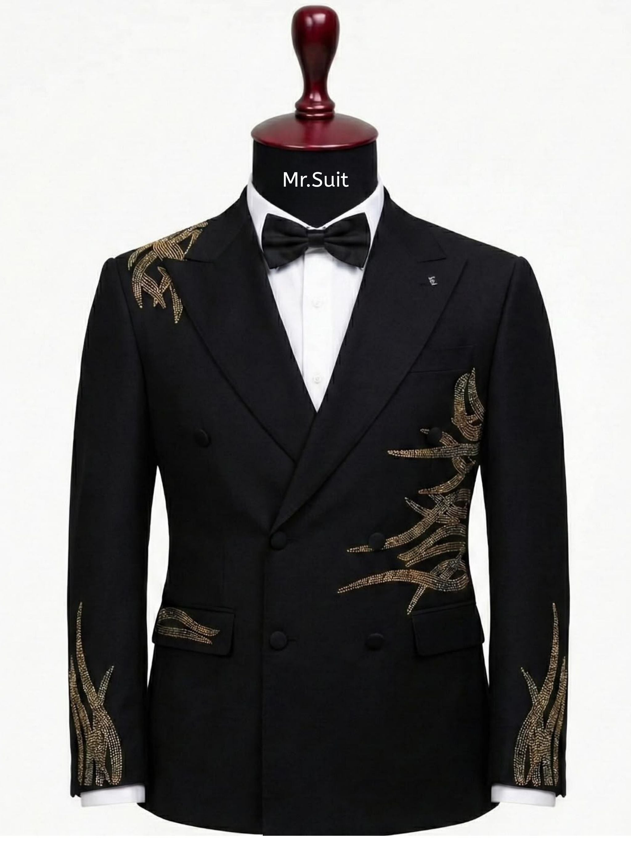 Midnight Gold Crest Double-Breasted Suit