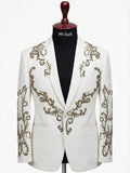 White & Gold Embroidered 3-Piece Suit