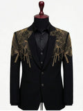 Black & Gold Geometric Embroidered Suit