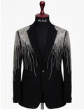 Black & Silver Crystal Drip Embellished Suit