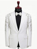 White & Silver Royal Embellished Tuxedo Suit