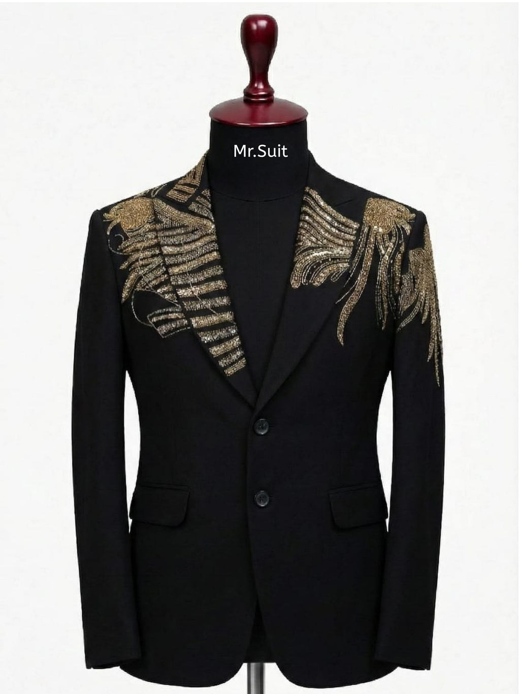 Mr.Suit Royal Crest Black & Gold Embroidered Blazer