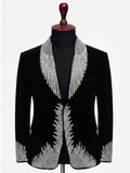 Mr.Suit Silver Wing Black Embroidered Tuxedo