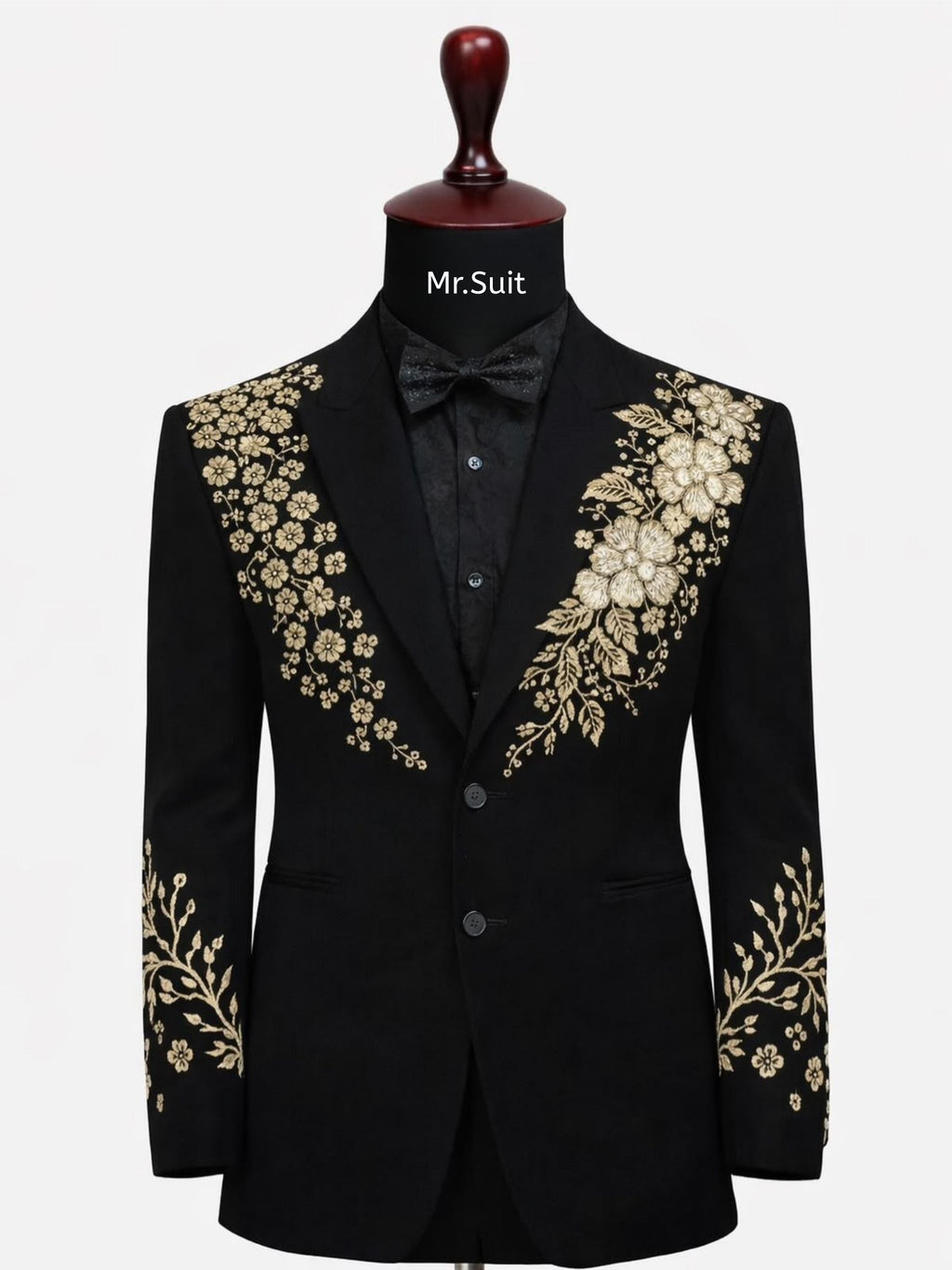 Mr.Suit Royal Gold Floral Embroidered Tuxedo