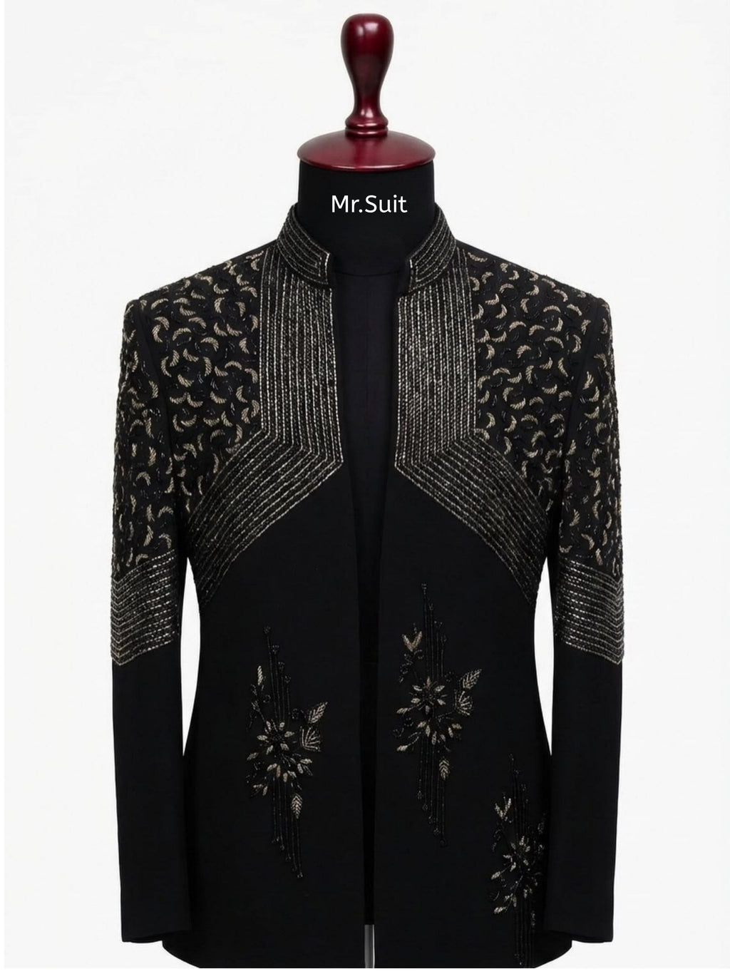 Black & Gold Regal Embroidered 3-Piece Suit