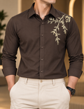 Mocha Vine Embroidered Shirt