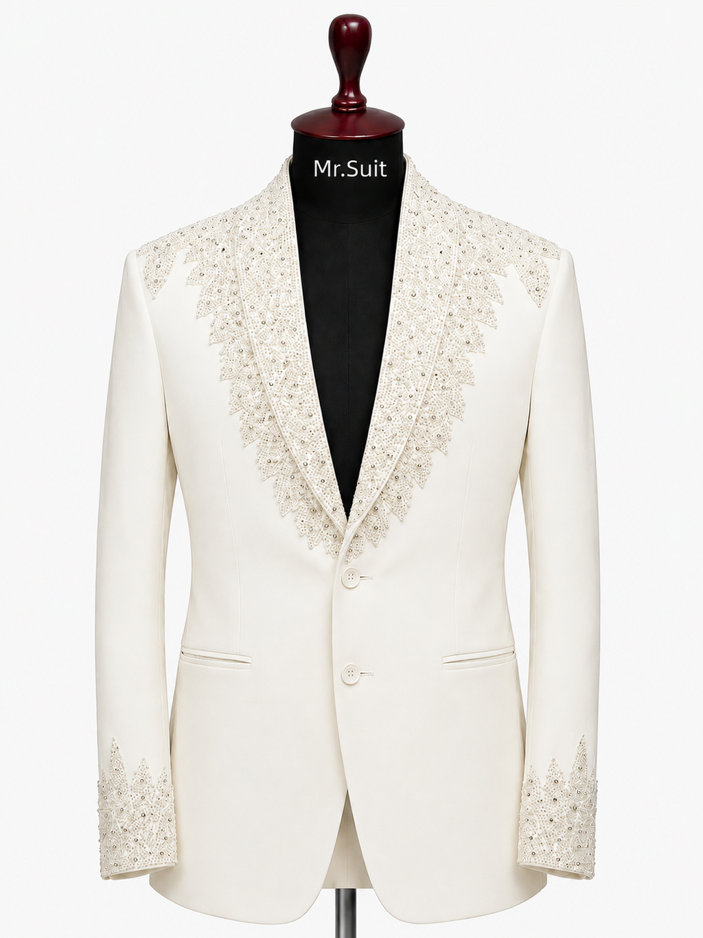 Black Crystal Embellished 3-Piece Suit