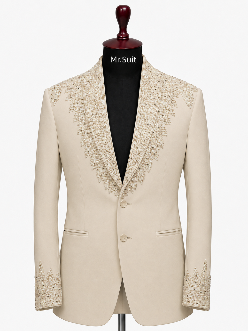 Black Crystal Embellished 3-Piece Suit