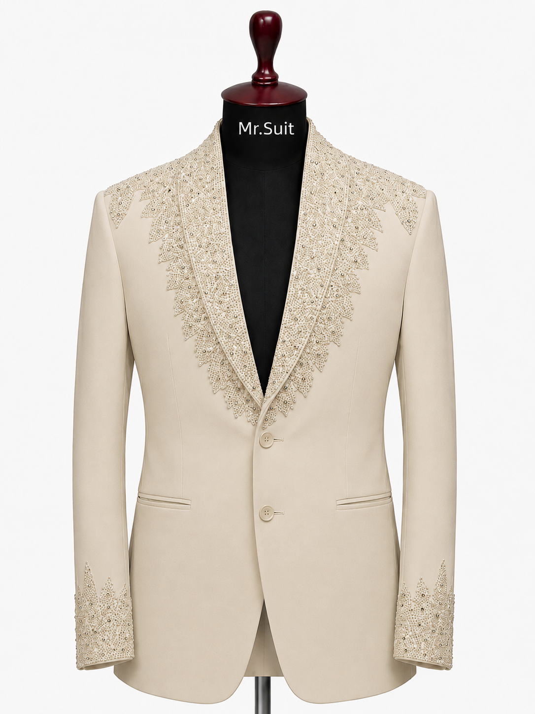 Black Crystal Embellished 3-Piece Suit