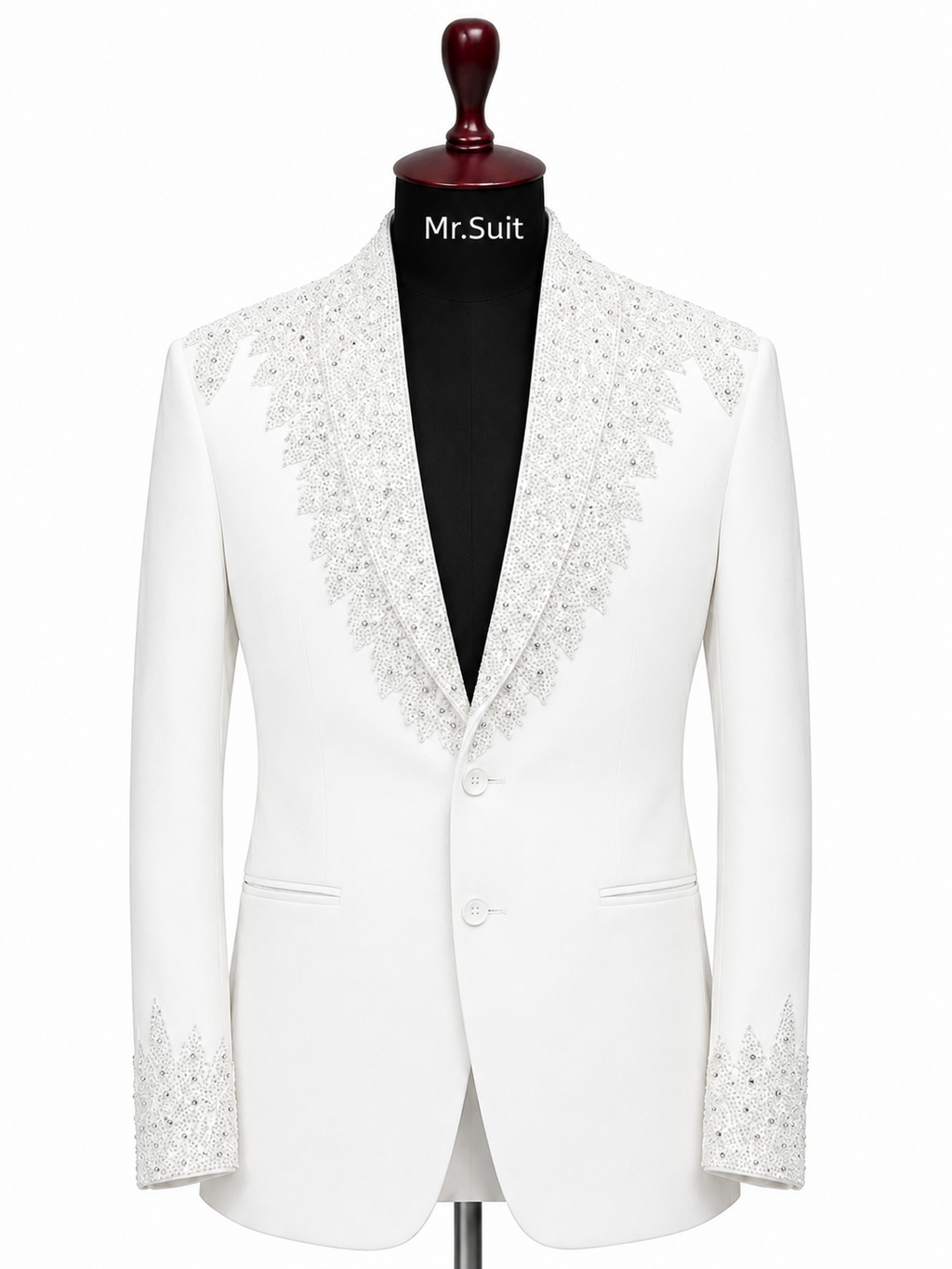 Black Crystal Embellished 3-Piece Suit