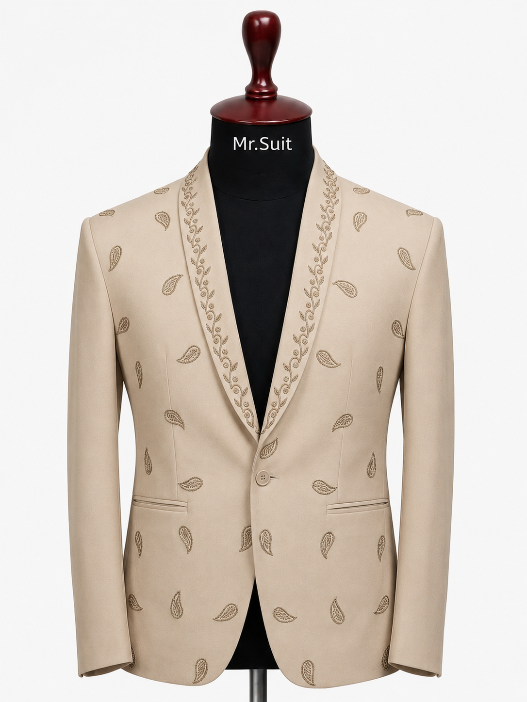 White Embroidered 3-Piece Suit