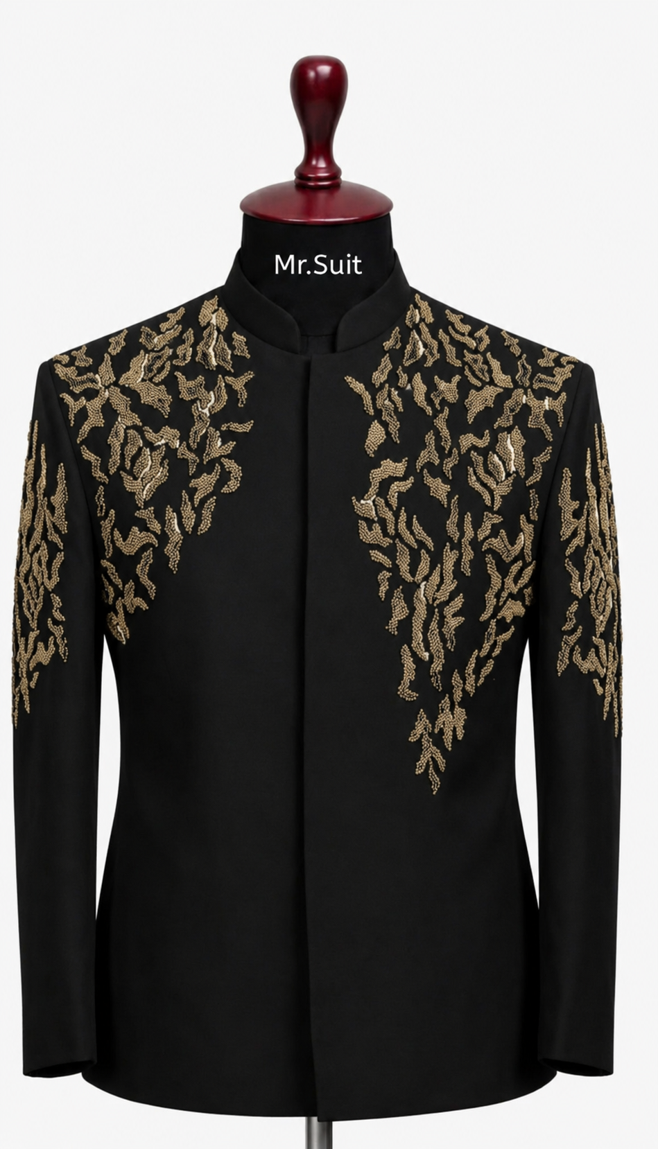 White & Gold Royal Embroidered 3-Piece Suit