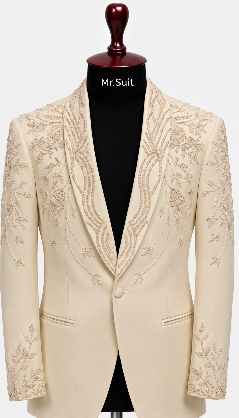 Midnight Black Embroidered 3-Piece Suit