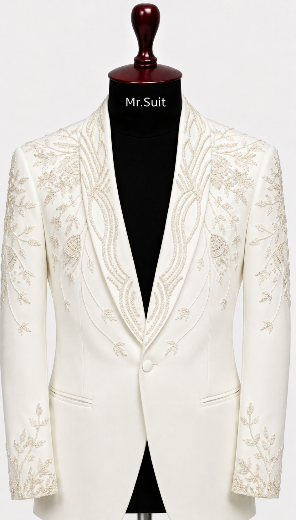 Midnight Black Embroidered 3-Piece Suit