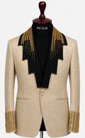 Ivory & Black Royal Jacquard 3-Piece Suit
