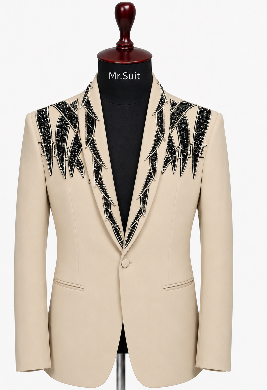 Black & Silver Geometric Crystal 3-Piece Suit