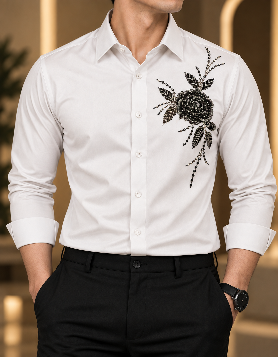 Mauve Rose Handwork Shirt