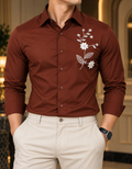 Rust Blossom Embroidered Shirt